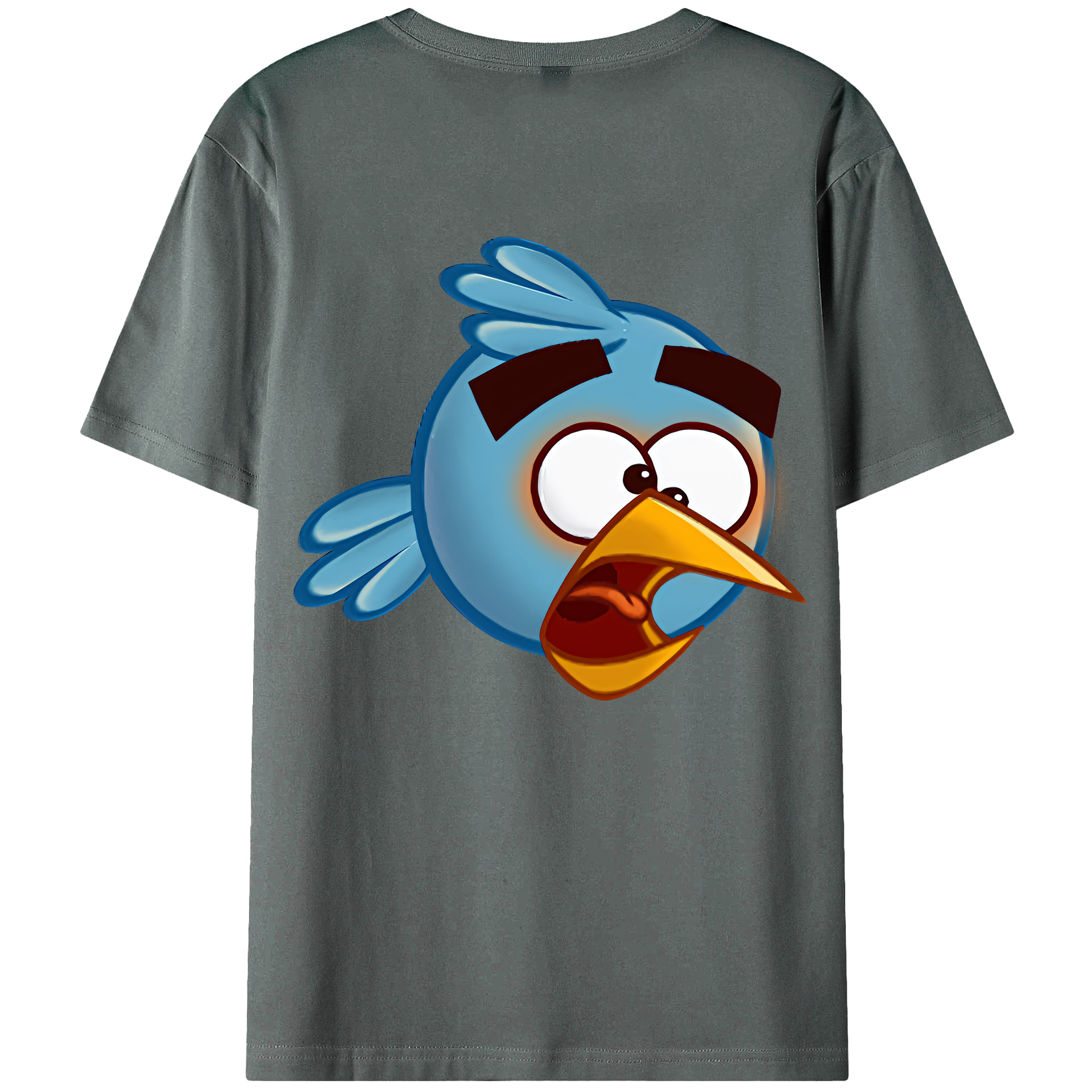 （画像用） Angry Birds アングリーバード 綿100％ メンズ半袖Tシャツ（バックプリント） 通気性